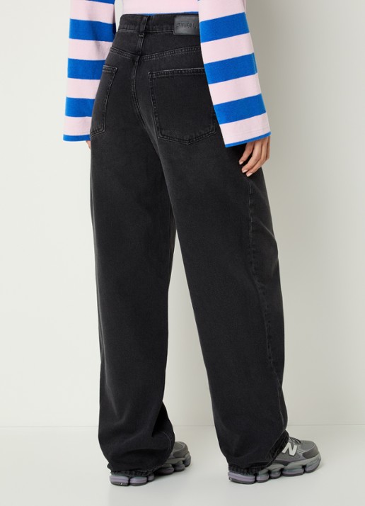 Stieglitz Teresa high waist loose fit jeans met steekzakken - achterkant zwart