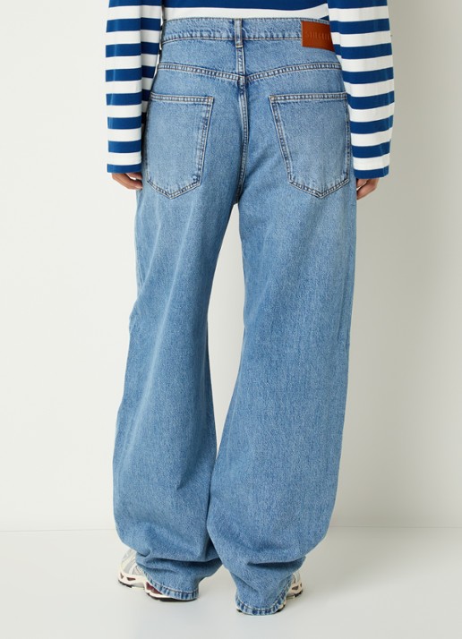 Stieglitz Teresa high waist loose fit jeans met steekzakken - achterkant donkerblauw