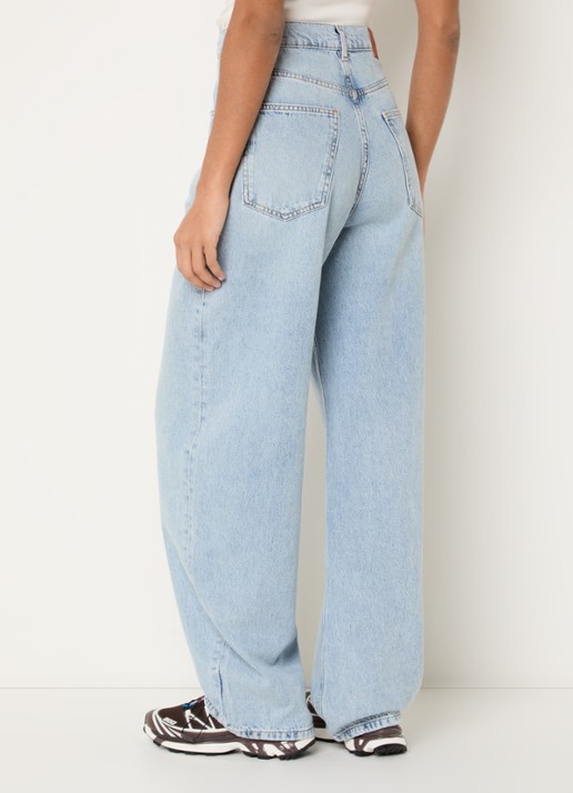 Stieglitz Teresa high waist wide leg jeans met logoborduring - achterkant 5 indigo