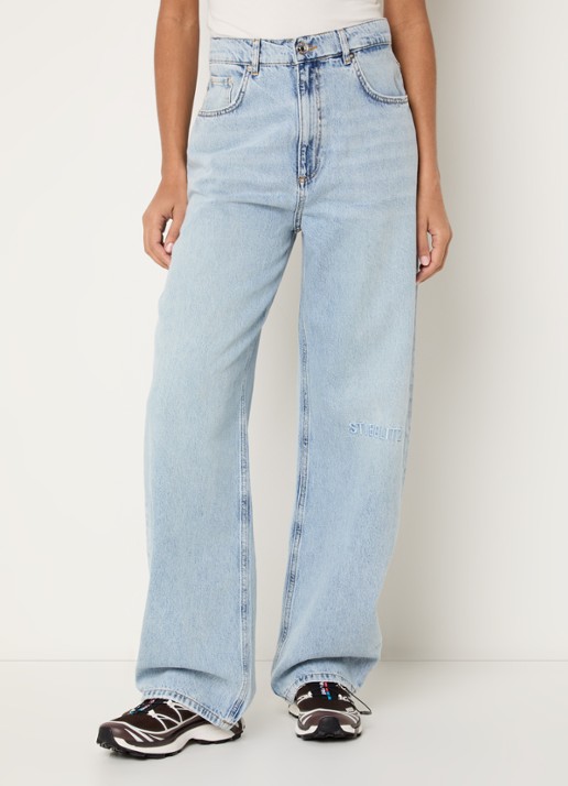 Stieglitz Teresa high waist wide leg jeans met logoborduring