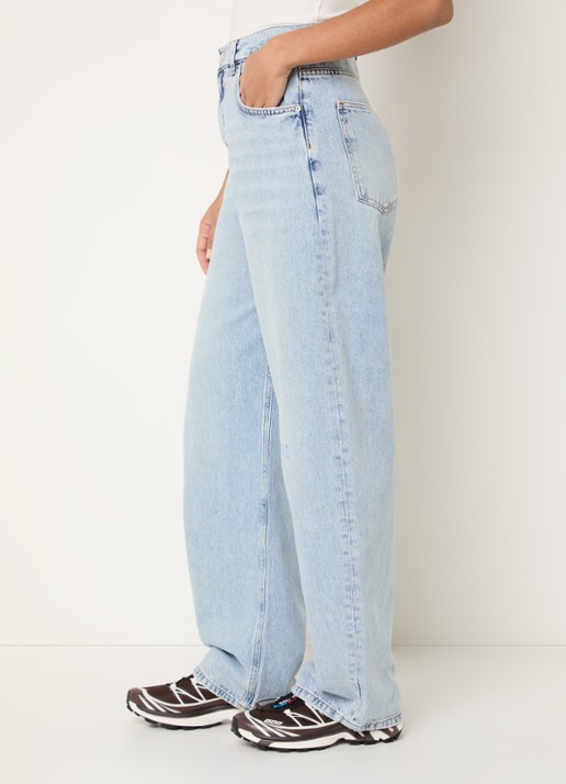 Stieglitz Teresa high waist wide leg jeans met logoborduring - detail 4 indigo