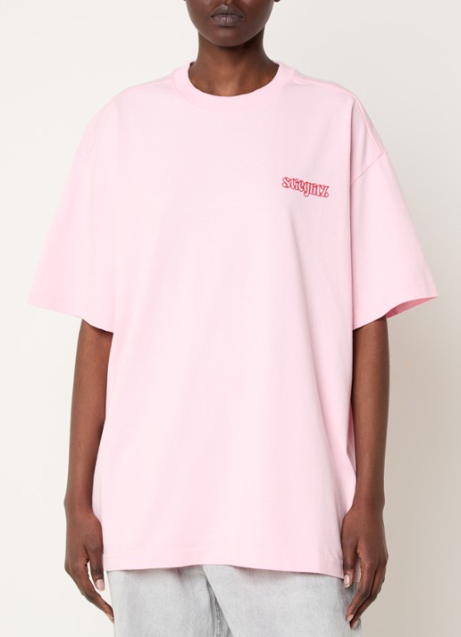 Stieglitz World of Stieg oversized T-shirt met logo- en backprint - achterkant 4 lichtroze