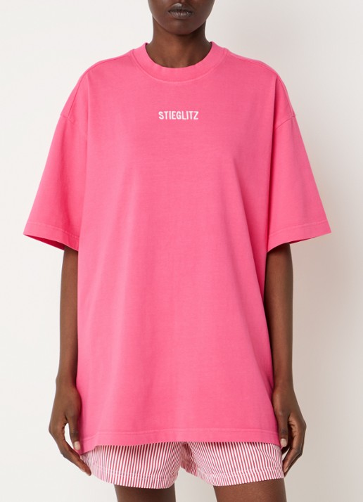 Stieglitz Worn-out oversized T-shirt met logoborduring