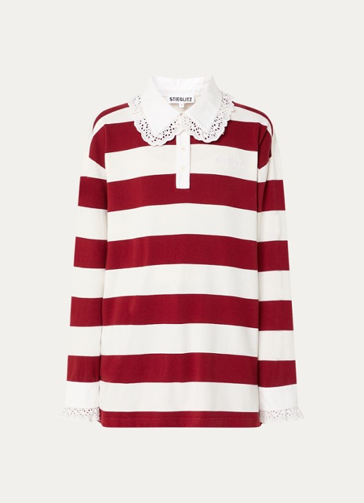 Stieglitz Zelina polo met streepprint - voorkant 3 bordeauxrood