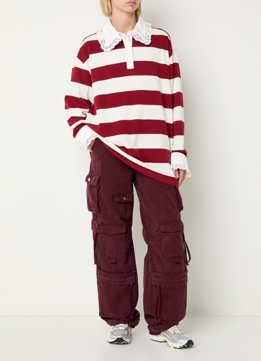 Stieglitz Zelina polo met streepprint - voorkant 4 bordeauxrood