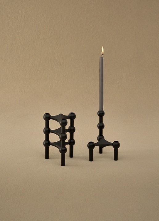 STOFF Nagel Kandelaar 6 cm set van 3 - voorkant 6 zwart