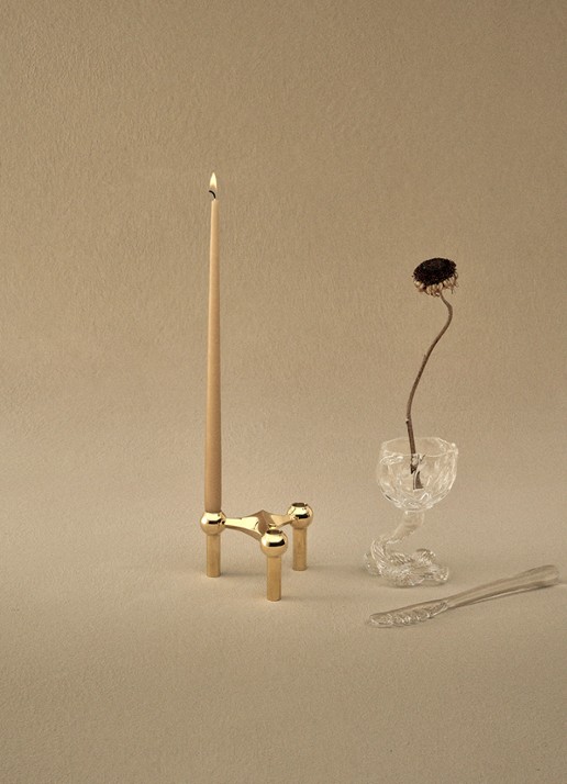 STOFF Nagel Kandelaar 6 cm set van 3 - achterkant goud