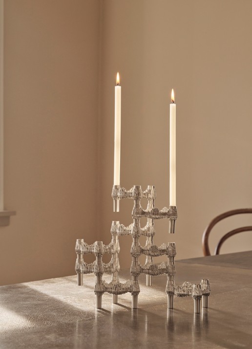 STOFF Nagel Quist kandelaar 5,9 cm set van 3 - voorkant 3 zilver