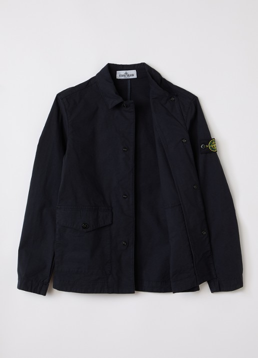 Stone Island 00001 overhemd met logo - voorkant 2 zwart