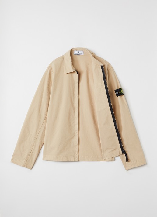 Stone Island 00001 overshirt met logo - voorkant 2 beige