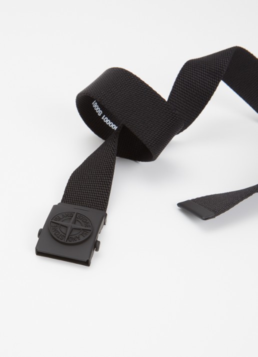 Stone Island 00001 riem met logo  - detail zwart