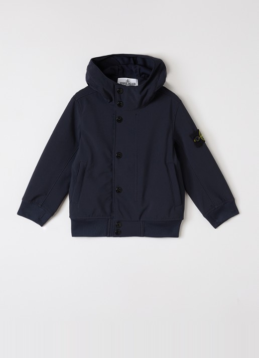 Stone Island 00001 softshell jack met logo - voorkant 2 donkerblauw