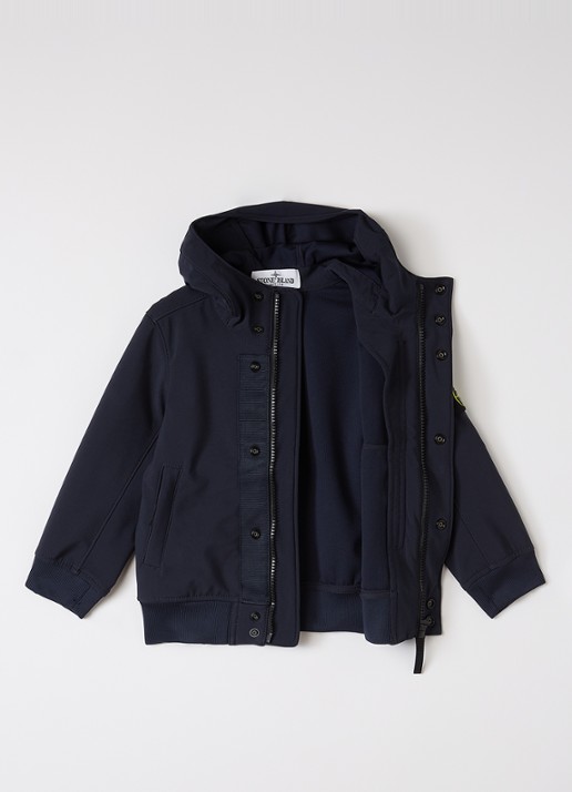 Stone Island 00001 softshell jack met logo - voorkant 3 donkerblauw