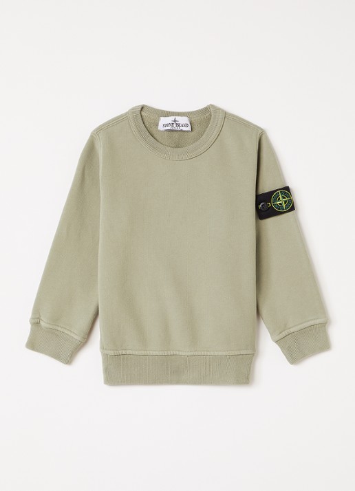 Stone Island 00001 sweater met logo - voorkant 2 lindegroen