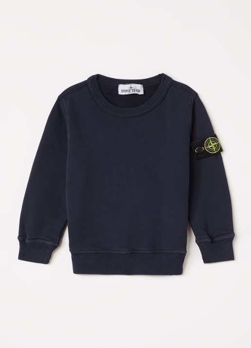 Stone Island 00001 sweater met logo - voorkant 2 donkerblauw
