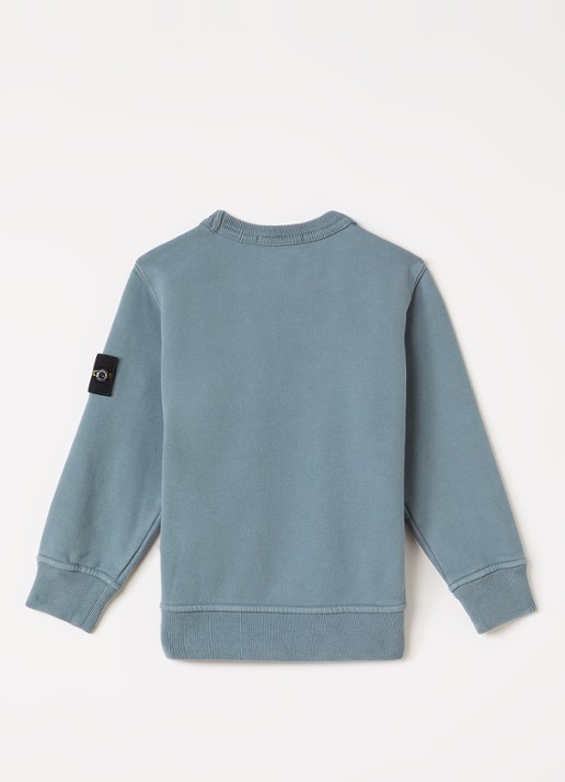 Stone Island 00001 sweater met logo - voorkant 3 staalblauw
