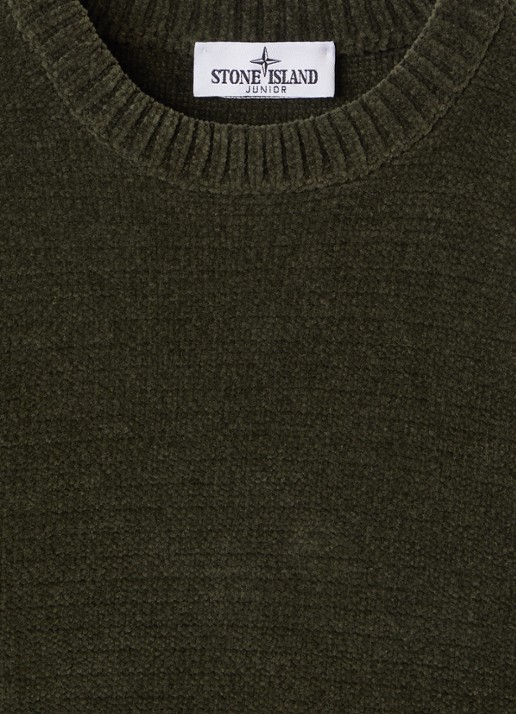 Stone Island 00001 sweater van badstof - detail legergroen