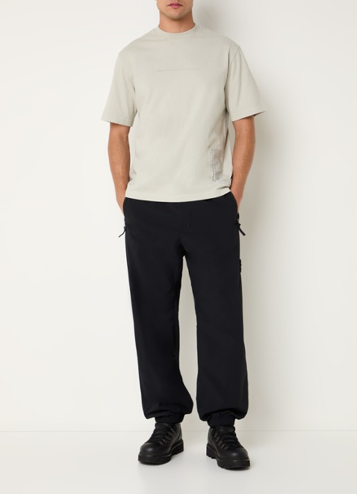 Stone Island 00001 T-shirt met logoprint - voorkant 3 lichtgrijs