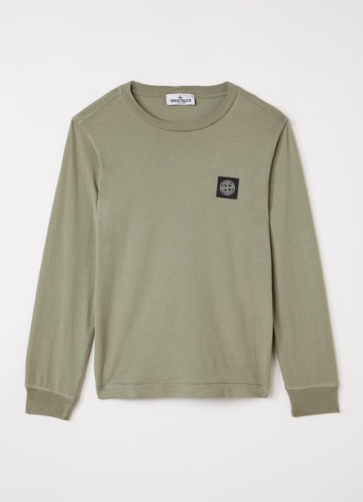 Stone Island 00002 Longsleeve met logo - voorkant 2 antraciet