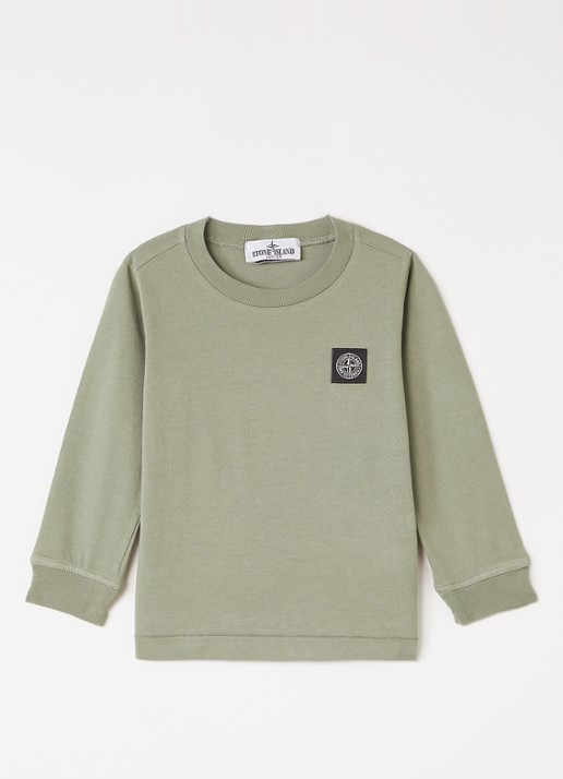 Stone Island 00002 longsleeve met logoborduring - voorkant antraciet