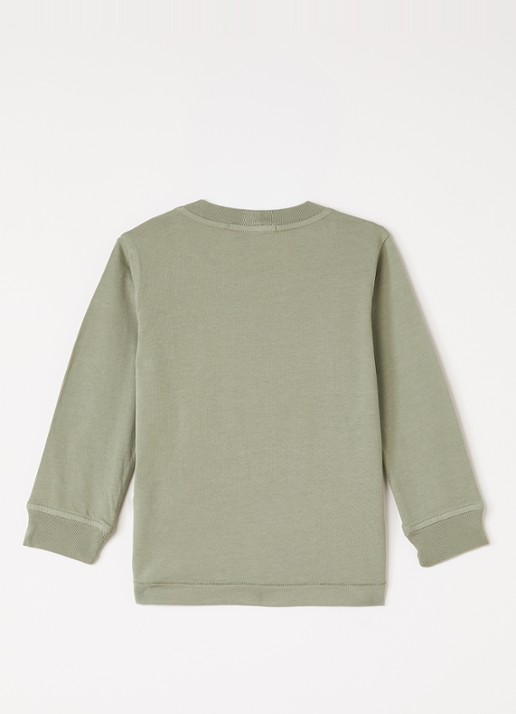 Stone Island 00002 longsleeve met logoborduring - voorkant 2 antraciet