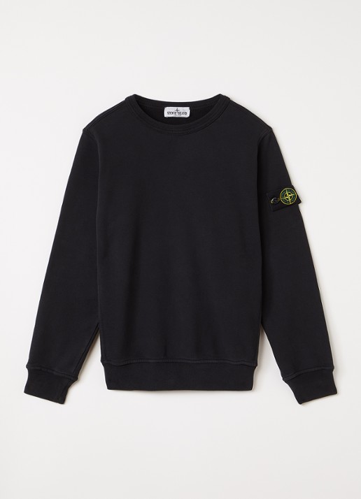 Stone Island 00002 sweater met logo - voorkant 2 zwart
