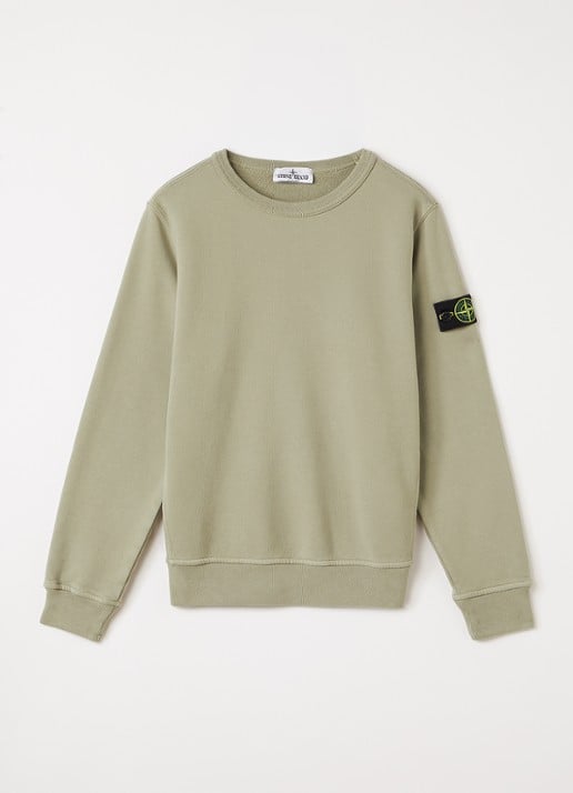 Stone Island 00002 sweater met logo - voorkant lindegroen