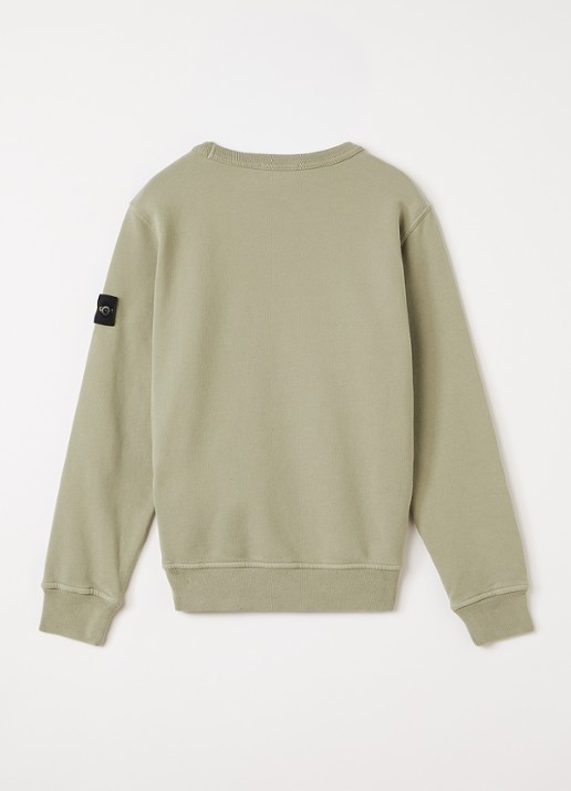 Stone Island 00002 sweater met logo - voorkant 2 lindegroen