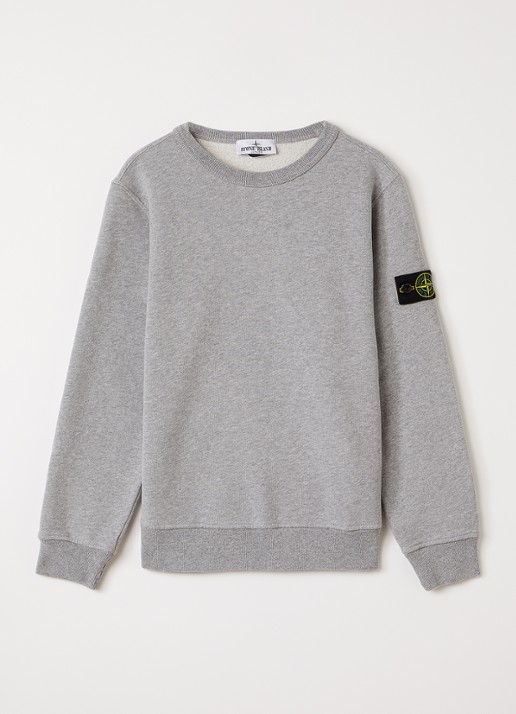 Stone Island 00002 sweater met logo - voorkant grijsmele