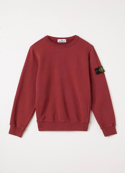 Stone Island 00002 sweater met logo - voorkant 2 steenrood
