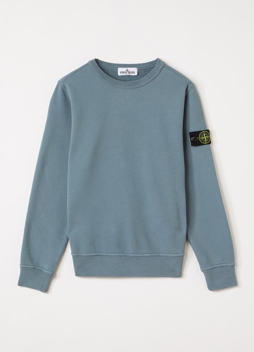 Stone Island 00002 sweater met logo - voorkant 2 petrol