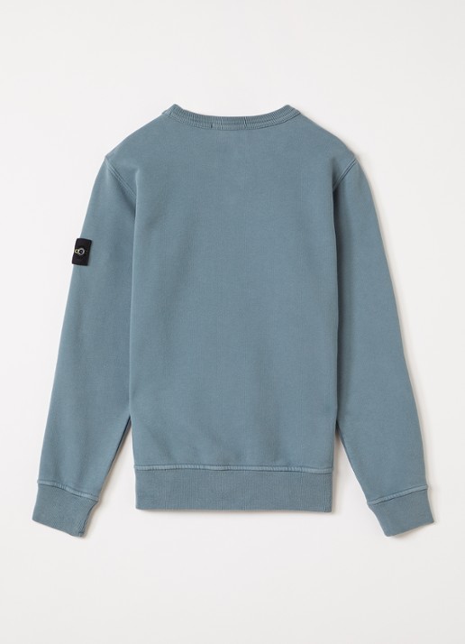 Stone Island 00002 sweater met logo - voorkant 3 petrol