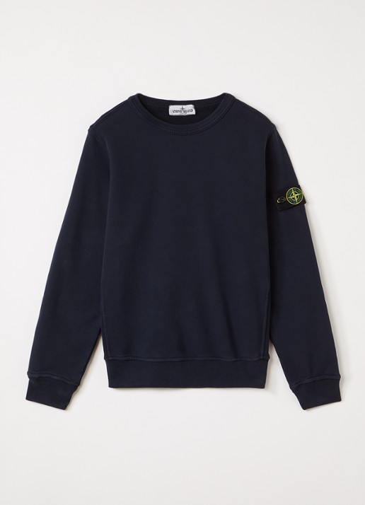 Stone Island 00002 sweater met logo - voorkant 2 donkerblauw
