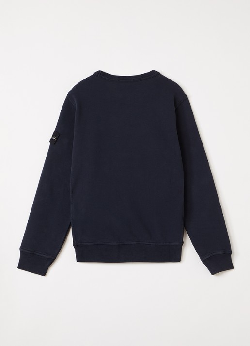 Stone Island 00002 sweater met logo - voorkant 3 donkerblauw