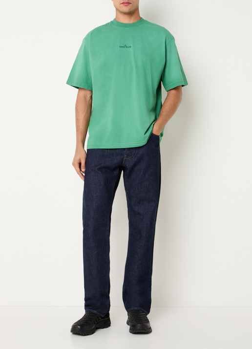 Stone Island 00002 T-shirt met logo- en backprint - voorkant 5 groen