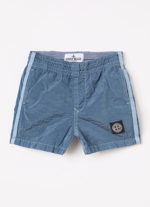 Stone Island 00002 zwemshorts met logo - voorkant staalblauw