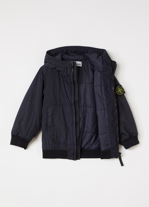 Stone Island 00003 gewatteerd jack met capuchon en ritszakken - voorkant 2 donkerblauw