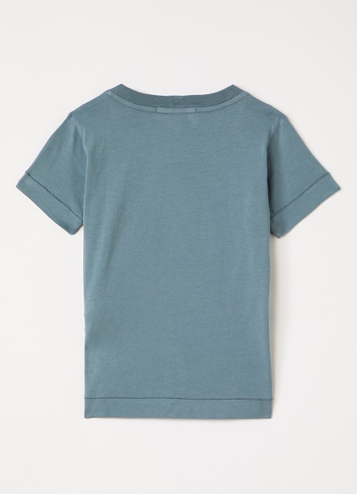 Stone Island 00003 T-shirt met logo - voorkant 2 staalblauw