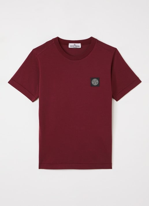 Stone Island 00003 T-shirt met logo - voorkant bordeauxrood