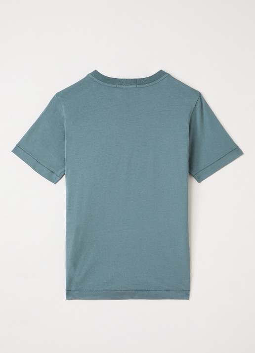 Stone Island 00003 T-shirt met logo - voorkant 2 staalblauw