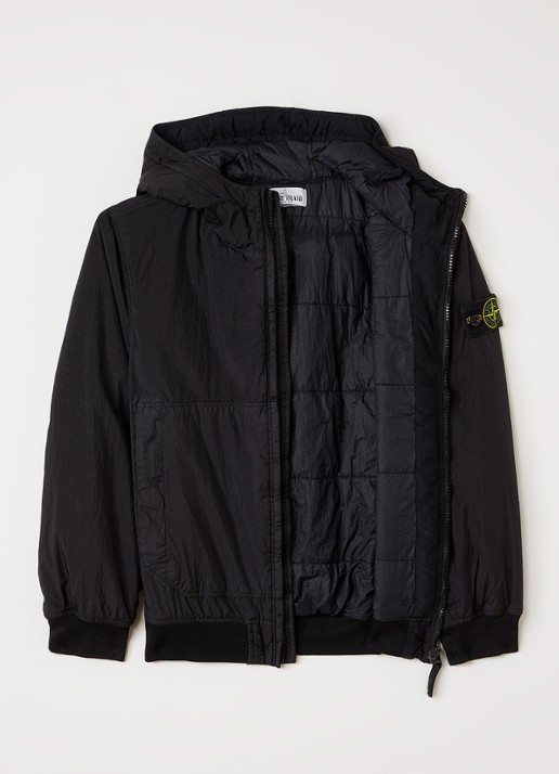 Stone Island 00003 windjack met logo - voorkant 3 zwart