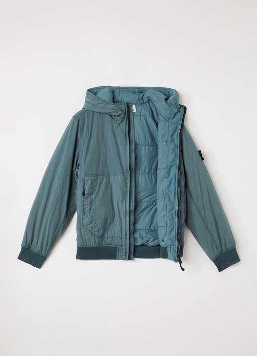 Stone Island 00003 windjack met logo - voorkant 3 zeegroen