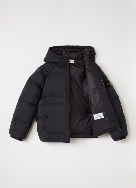 Stone Island 00005 puffer jack met logo - voorkant 3 donkerblauw