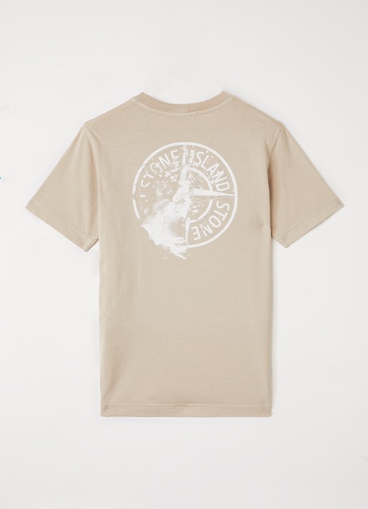 Stone Island 00005 T-shirt met logo - voorkant 2 beige