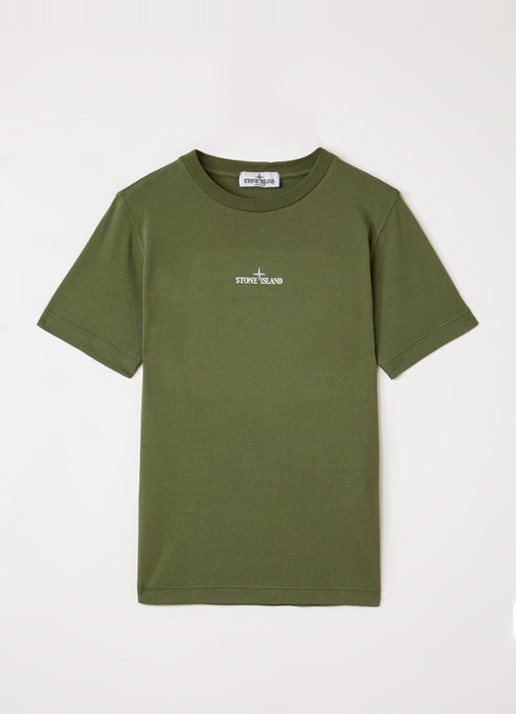 Stone Island 00005 T-shirt met logo - voorkant legergroen