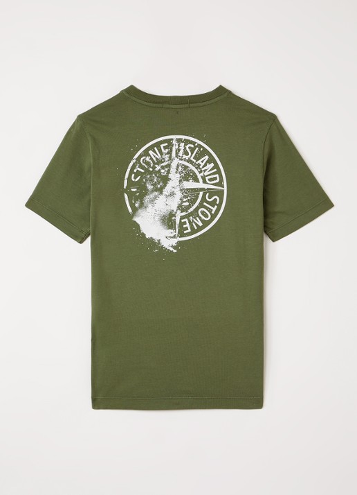 Stone Island 00005 T-shirt met logo - voorkant 2 legergroen