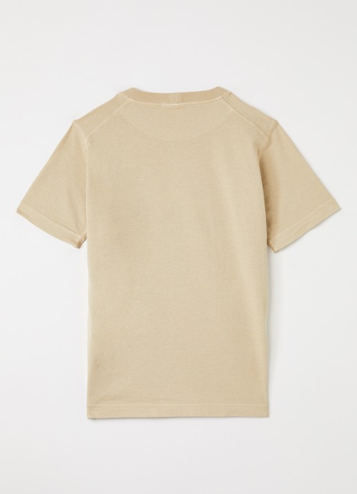 Stone Island 00006 T-shirt met logoborduring - voorkant 2 beige