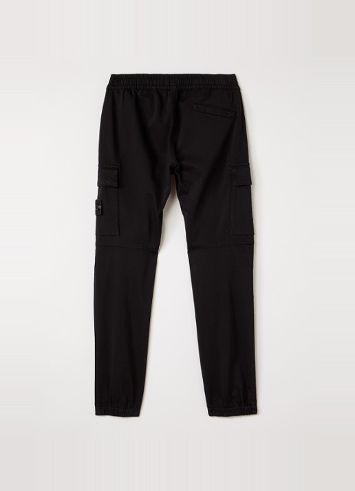 Stone Island 00006 tapered fit cargobroek met logo - voorkant 2 zwart