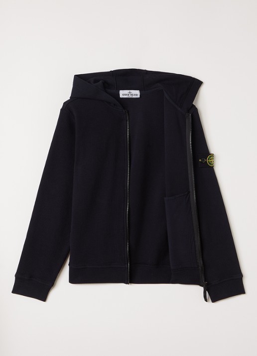 Stone Island 00007 ribgebreid vest - voorkant 2 donkerblauw