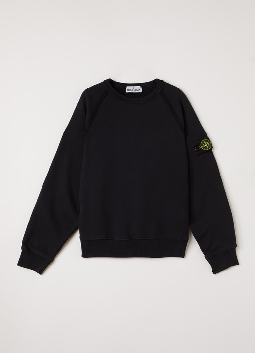 Stone Island 00007 sweater met logo - voorkant 2 zwart